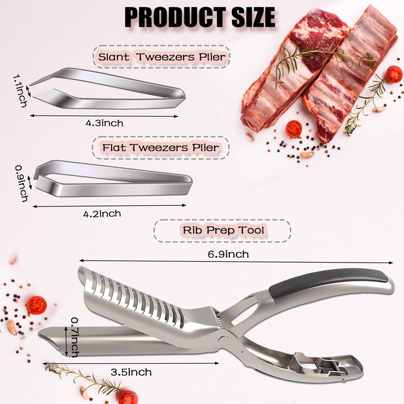 2Pcs Rib Membrane Removal Tools, Rib Prep Tool, Stainless Steel