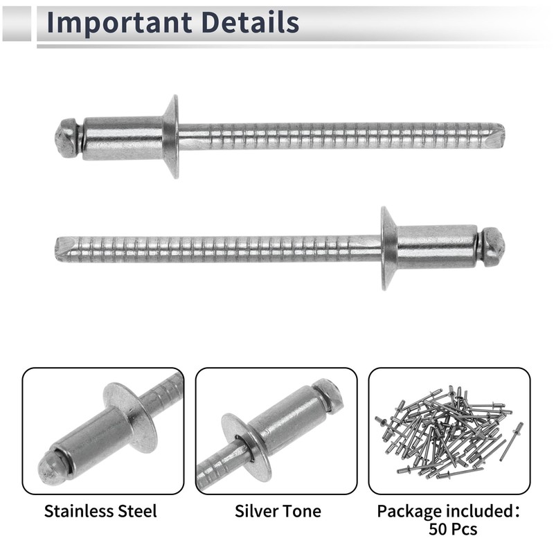 RATCHROLL 50 Pcs Open End Large Flange Blind Rivets 4mm