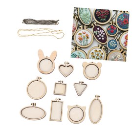 Operitacx 36 Pieces Mini Wooden Hoops Embroidery Hoop Embroidery Sewing Frame for Pendants Small Wooden Frame Cross Stitch Mounting Frame Miniature Sewing Accessories Bamboo The Cross