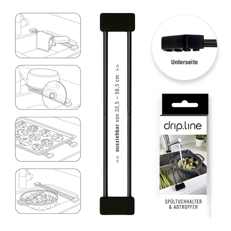 Sanni Shoo Drip.line Dish Cloth Holder, Sink Organiser, Flexible Cloth