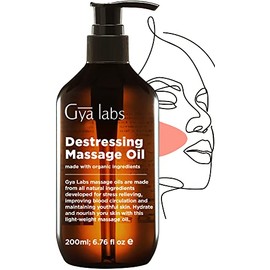 Gya Labs Destressing Massage Oil for Stress Relief - Sore Muscle Oil Body Oil Massage Oils for Massage Therapy & Skin - Crafted with Lavender, Rose Otto, Myrrh, Jojoba & Argan Oils (200ml)