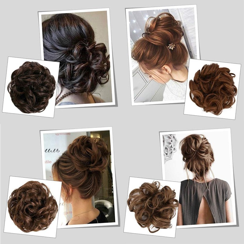 Hair Bun Extensions Messy Curly Wavy Hair Scrunchies Hairpieces Synthetic