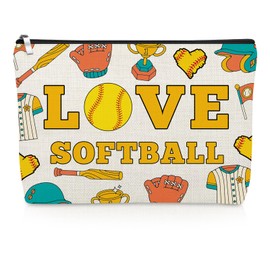 Softball Lovers Makeup Bag Softball Gifts for Team Inspirational Gifts for Women Player Coach Team Mom Teacher Cosmetic Bag Graduation Christmas Birthday Present for Coworker Sport Lover Travel Pouch