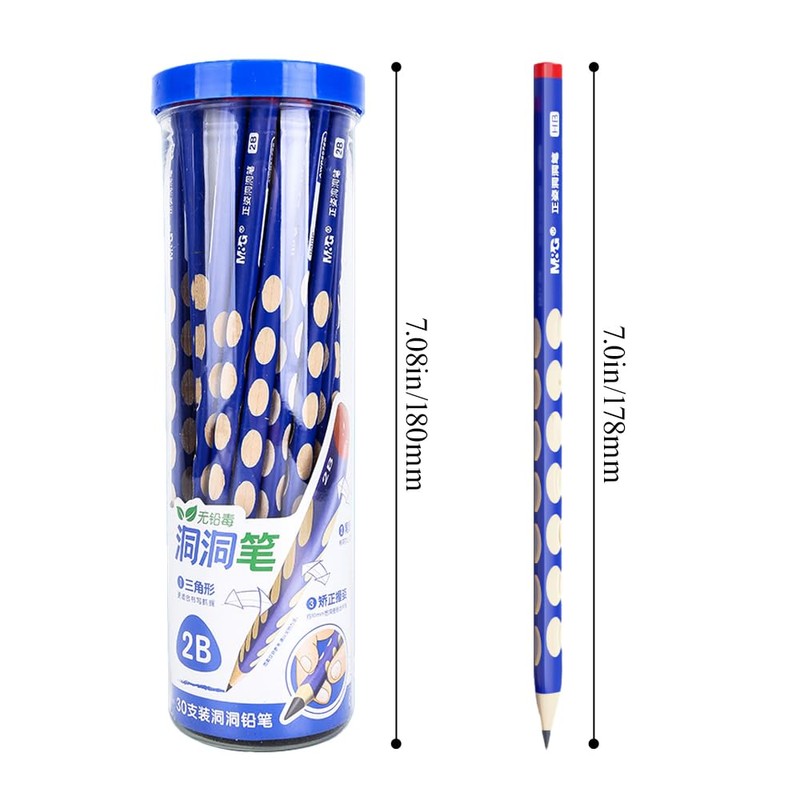 M&G 30pcs Triangular Pencils, 2B Pencils with Grip Correction, Wooden