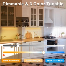 Daymeet Under Cabinet Lights, Bright Ultra Thin 12 Inch LED Cabinet Lighting Under Cabinet Light for Kitchen, 3 Color with Remote and APP Control, USB LED Lights for Closet, Home(2 Pack)