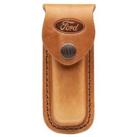 CASE XX POCKET KNIFE SHEATH LEATHER MED BROWN EMBOSSED FORD - 5 in.