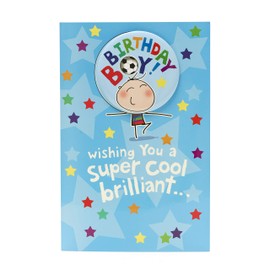 UK Greetings Birthday Card for Boy - Blue Football Design