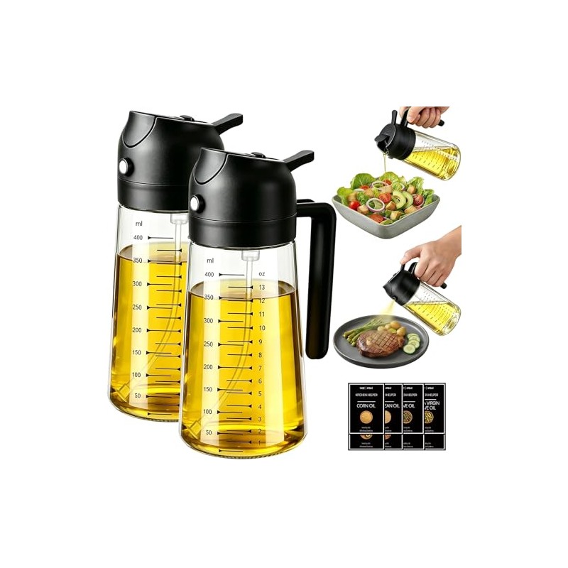 Poshetion 2-in-1 Olive Oil Sprayer - 16oz Leak-Proof Dispenser