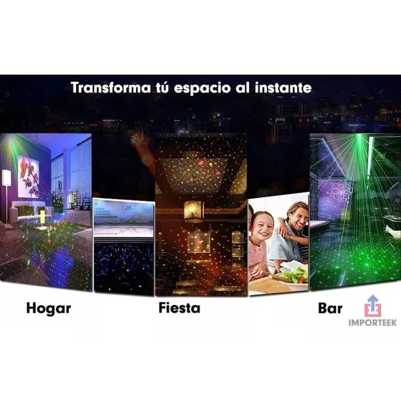 Importeek 5pz Proyector Laser Luz Led Audioritmico Color Figuras +
