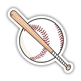 Baseball & Bat Sticke -Vinyl -Decal for car Bumper, Water Bottle, tumblers, Laptop Waterproof 5"