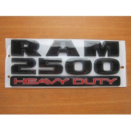 Ram 2500 Heavy Duty Flat Black & Red Lettering Nameplate New Mopar OEM