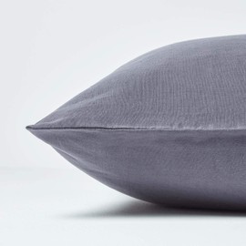 HOMESCAPES Linen cushion cover, dark grey, 40 x 80 cm, half linen cushion cover zip, 60% linen and 40% cotton