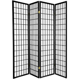 Legacy Decor 4 Panels Japanese Style Room Screen Divider Black