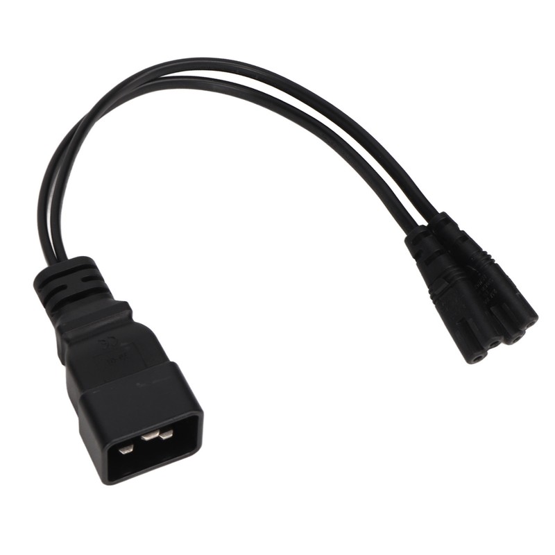 Dual IEC320 C7 to C20 Cord Universal Y Power Splitter