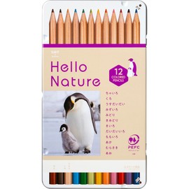 Tombow CB-KHNEP0312C Colored Pencils, 12 Colors (Non-Rolling, Hexagon), Hello Nature, Cottage Penguin