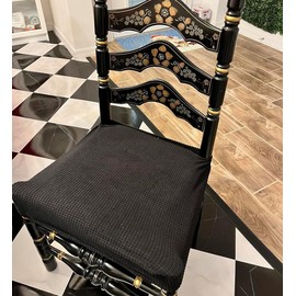 SearchI Stretch Dining Chair Seat Covers Set of 6, Soft Removable Washable Seat Covers for Dining Chairs, Dining Room Seat Cover Protector (Rear-Covered, Black Jacquard 1)