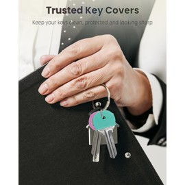 Uniclife 52 Pcs Key Covers Caps, 2.5 cm & 2.2 cm Key Identifiers, Soft Stretchy Key Covers for House Key, Colorful Key Head Protectors for Small & Standard Keys (Not for Odd-Shaped Keys), 3 Styles