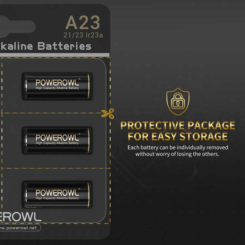 POWEROWL High Capacity A23 Batteries 6 Pack, Premium Alkaline 21/23