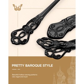 Stapava 20 Pcs Black Silverware Set, Gorgeous Retro Royal Silverware Set for 4, Stainless Steel Mirror Flatware Cutlery Set, Include Forks Spoons and Knives Set, Dishwasher Safe Utensils