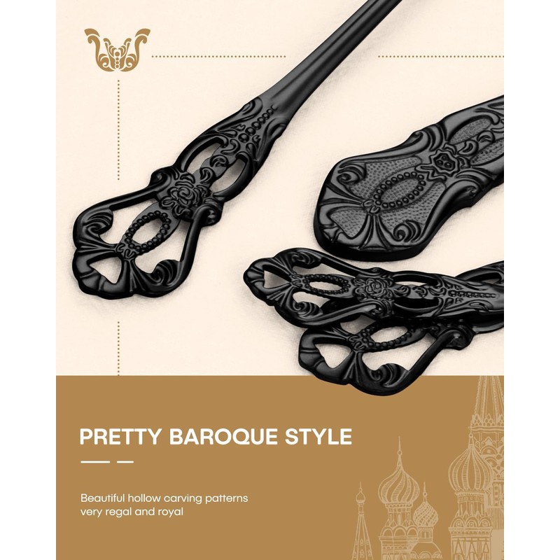Stapava 20 Pcs Black Silverware Set, Gorgeous Retro Royal Silverware