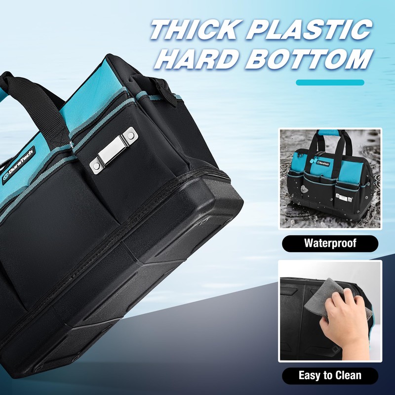 DURATECH 16-Inch Heavy Duty Tool Bag with Waterproof Hard Bottom,