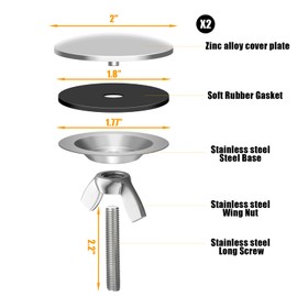 KIBBEH 2 Pack 2 Inch Sink Hole Cover for Kitchen Stainless Steel Faucet Hole Cover,Sink Plug Stopper Kitchen,Blanking Metal Plug(Silver)