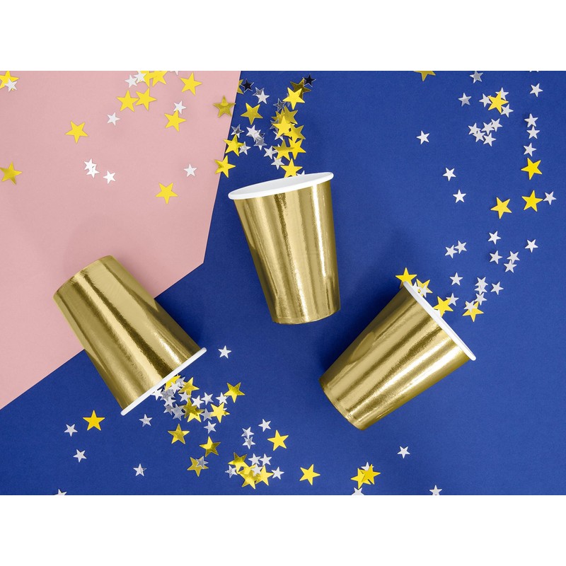 PartyDeco KPP57-019ME-EU1 Paper Cups/Drinking Cups - Shiny Gold - 220