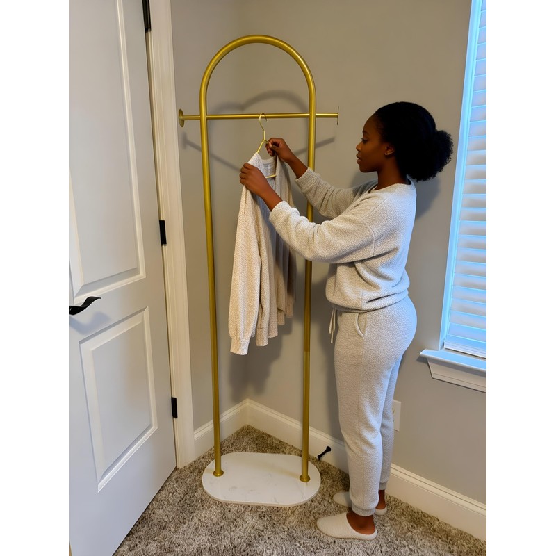 HKaikzo Gold Coat Rack, Modern Garment Rack with Marble Base,