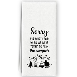 Bnzolyoia Funny Camping Kitchen Towels - Camper Gifts for Women, Woodland Trailer RV Decor for Inside, Gifts for Rv Owners Decorative Dish Towels for RV Kitchen 16x24 Inch