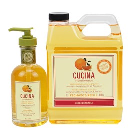 Cucina Fruits & Passion Sanguinelli Orange and Fennel Hand Soap Set, 6.7 fl oz Glass Bottle and 33.8 fl oz Refill, Made in Canada