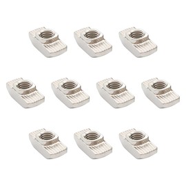 FOCMKEAS 10PCS M8 Sliding T Slot Nuts, European Standard Half Round Roll in T-Nut Fastener for 2020 Series Aluminum Extrusion Profile, Carbon Steel Nickel-Plated (M8)