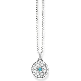 Thomas Sabo Women's Silver Simulated Turquoise Zirconia Necklace with Pendant of Length 40-42cm SCKE150057