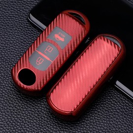 KUNIO Key Cover Fits Mazda 3 5 6 CX-3 CX-5 CX5 CX-7 CX-9 CX8 Speed Miata MX5 2015-2019 Key Case TPU Car Key Case Key Ring 3 Buttons Red
