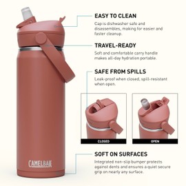 CamelBak Thrive Flip Straw Water Bottle 20oz - Insulated Stainless Steel, Sierra Red