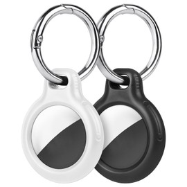 Ainiv Holder Case for AirTags, 2PCS Waterproof Protective Case for AirTags, Ultra Light Anti-Scratch Protective AirTag with Keychain, Item Finders for Pets, Luggage, Wallet, Backpacks-Black & White