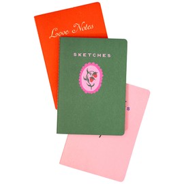 ban.do Rough Draft Notebook Journal Set of 3, Soft Cover Stitch Notebooks with 32 Lined Pages Each, Love Notes
