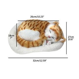 Realistic Sleeping Cat Toy, Breathing Cat Stuffed Animal Doll Cute Simulation Cat Dog Plush Doll Model Decoration with Mat Creative Plush Toys for Home Office Bedroom Ornament (5)