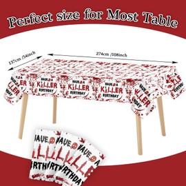 Lofaris Have a Killer Birthday Tablecloth 3 Pack, 108x54 Inch, Bloody Horror Slasher Party Decorations, Disposable Table Covers for Themed Events