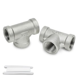 Bwintech 2 pieces 1/4 inch female thread BSP 3 way connector 304 stainless steel tee female thread pipe fittings