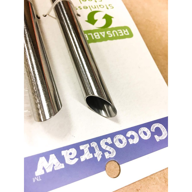 2 Point End BOBA Straw Stainless Steel Extra Wide 1/2"