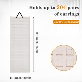 Lolalet Hanging Earring Holder Organizer with 20 Hooks for Women, Earring Organizer Wall Earrings Hanger Pierced Earring Storage, Felt Stud Earring Display, 608 Holes for Earrings- Beige, 1 Pack