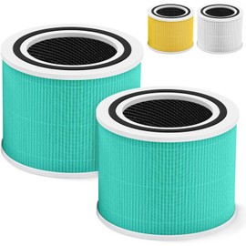 Core 300 Core 300s Filter Compatible with LEVOIT Core 300 and Core 300S VortexAir Air Purifier, Core 300-RF and Core P350 3-in-1 Hepa Filter, Part No. Core 300-RF and Core P350-RF, 2 Pack Green