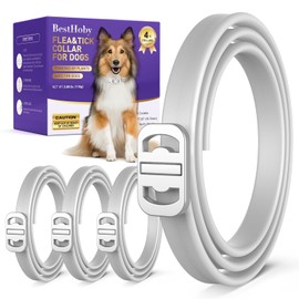 Flea and Tick Collar for Dogs 4 Packs,Dog Collars with Natural Essential Oils,Waterproof, Adjustable for Small Medium Large Dogs,Safe for Puppies (Gray)