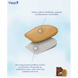 Vaya Medical Levanto 44-46 Orthopaedic Insoles for Heel Increase, Shock Absorption Made of Sheepskin Skin Heel Cushion Orthopaedic Wedge Shoe Insoles, 1 Pair Brown
