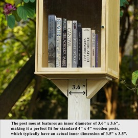 Little Library Mount, Slip It on Your 4x4 Post, Attach with Screws Included | Stable Library Mount | Needs No Finishing, Painting, Perfect Base Stand for Outside Lending Library Box(Inner 3.6" x 3.6")