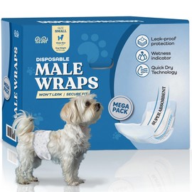 Comfortable Male Dog Diapers - 50-Pack Super Absorbent Disposable Male Dog Wraps- FlashDry Gel Technology, Wetness Indicator Doggie Diapers- Leakproof Belly Wraps for Incontinence, Excitable Urination