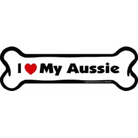 Imagine This Bone Car Magnet, I Love My Aussie, 2-Inch by 7-Inch