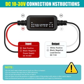 Xdingjiala DC 12V/24V to 7.5V Buck Converter Module DC 10-30V to 7.5V 3A 22.5W Power Transformer Step-down Converter for Car, Auto, Vehicle, Motor and LED etc