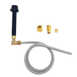 𝑴𝑬𝑵𝑺𝑰 Chinese Wok Range Jet Burner Casting Iron Pilot Burner Flame Mini Small Burner Safety Kit with Flexible Gas Line Hose with M10X1 and 1/4" Hose Fittings