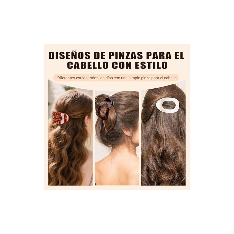 6PCS Horquillas Planas para Cabello, Pinzas para Curvas para Mujeres